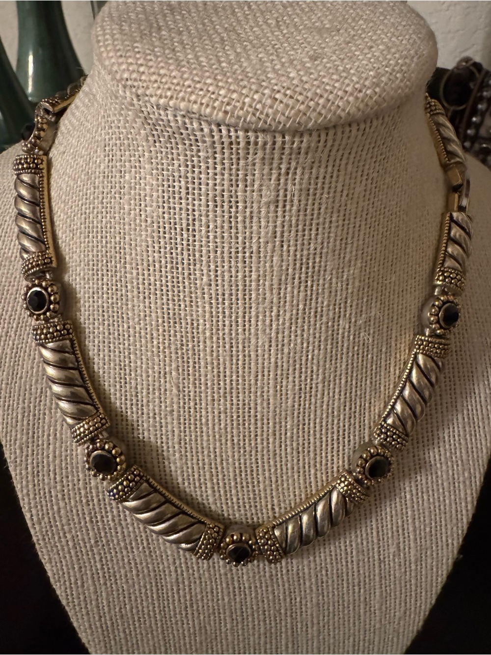 Gold-Tone and Black Bead Women’s Statement Necklace fashion